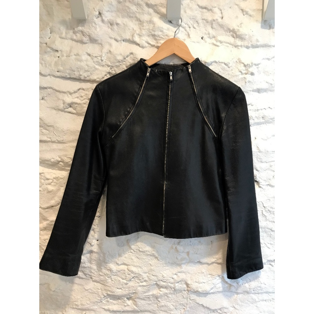 Colovos Black Leather Jacket, Size 4